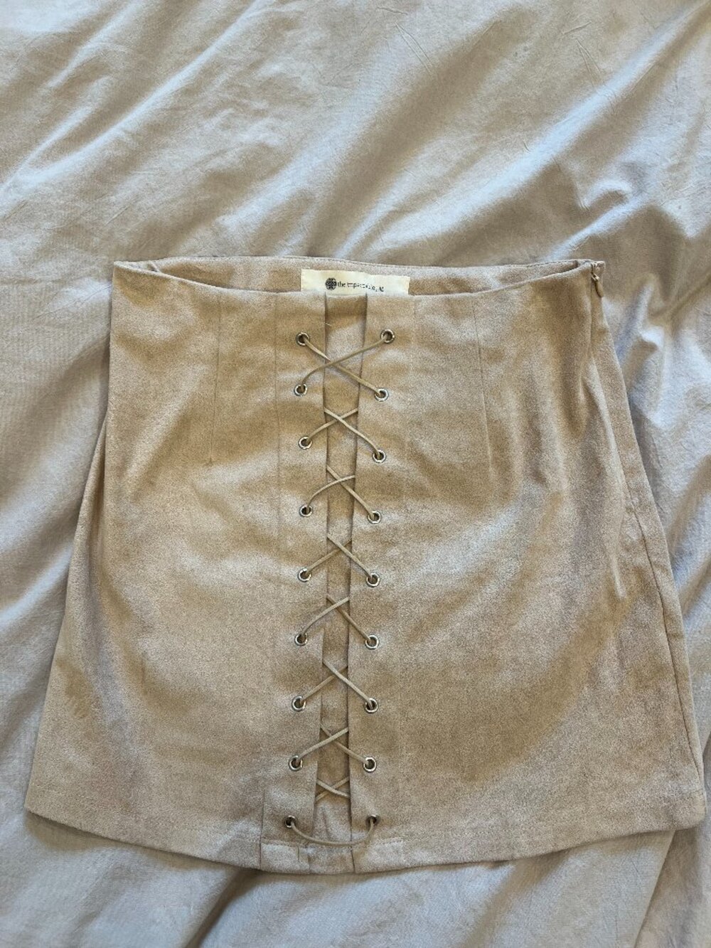 Impeccable Pig tan suede skirt